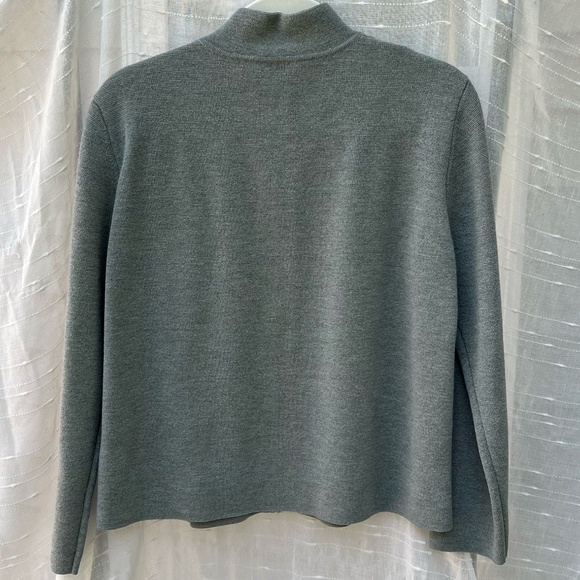 *Imperfect* Eileen Fisher Sweater Women's Medium Gray Full Zip 100% Wool - Picture 2 of 12